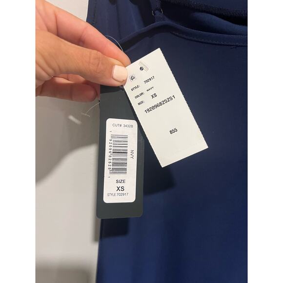 NWT Bebe Cowl Midi Dress Navy Slit Lim Fit Dress Size XS Style Number 702917 - Picture 5 of 11